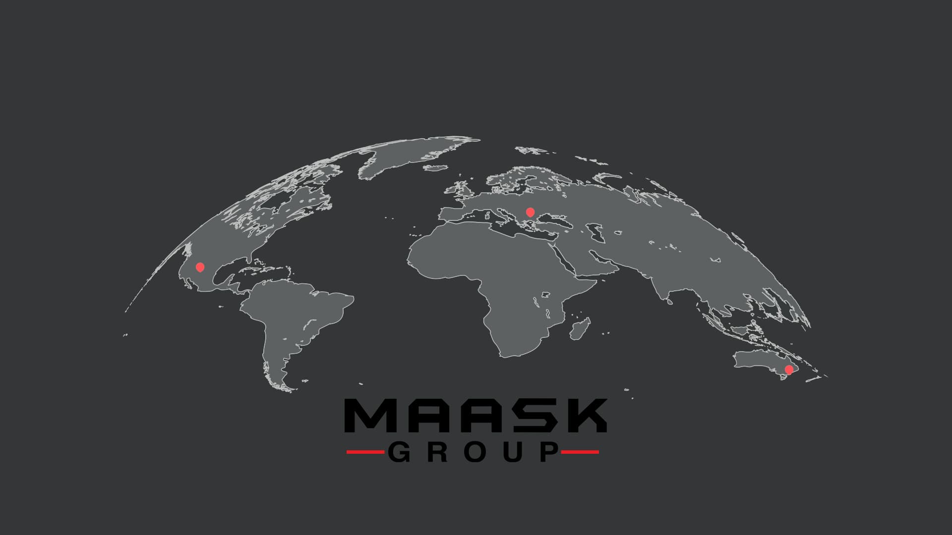 World map with MAASK Group logo and location markers