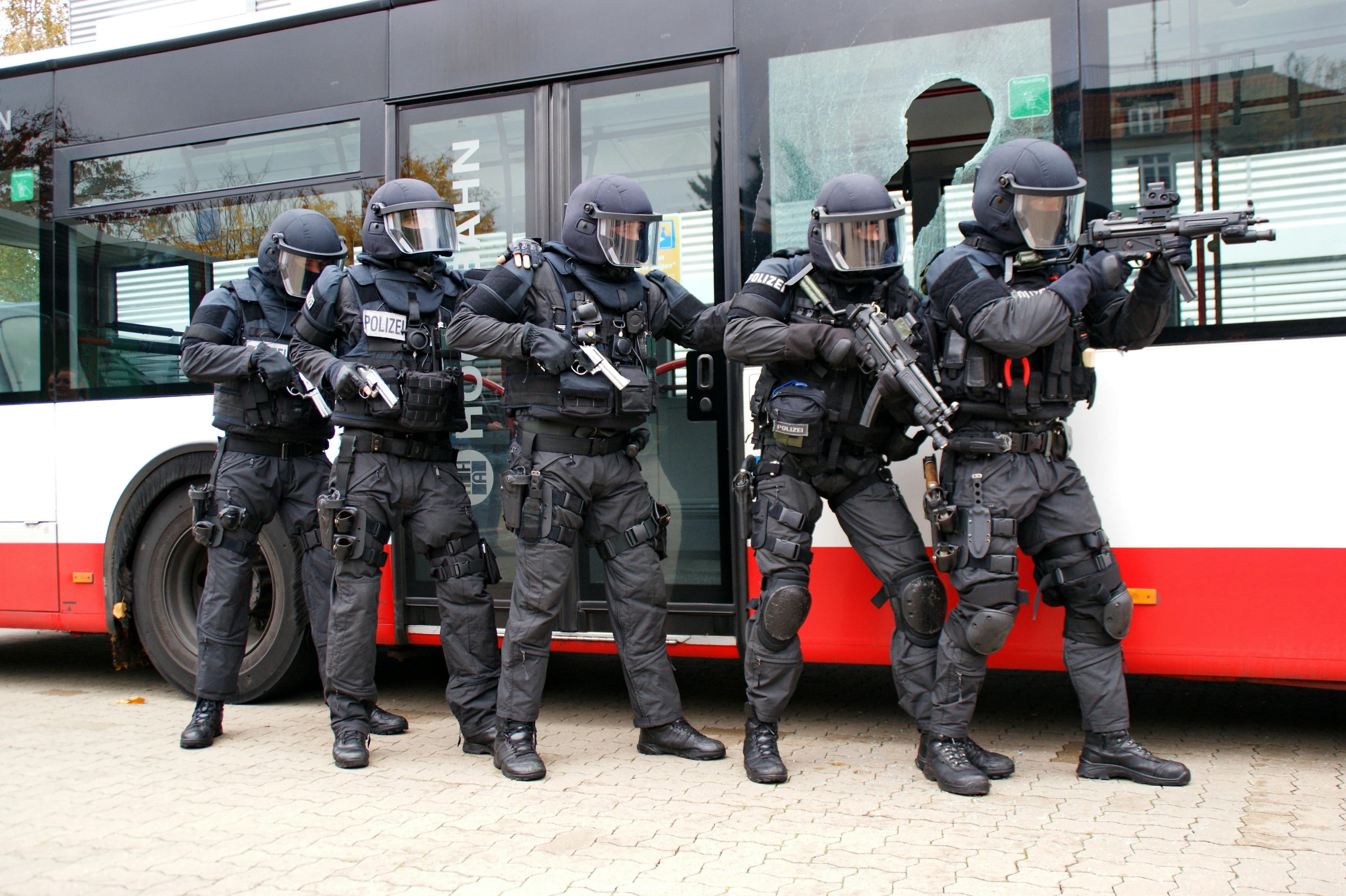 Tactical team in formation during training exercise